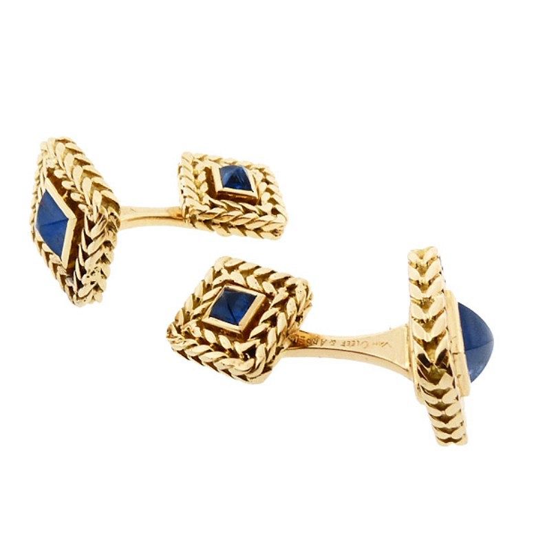 Van Cleef &amp; Arpels Georges Lenfant 18K Gold Blue Sapphire Cufflinks