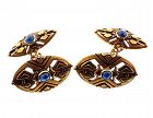 French Aesthetic Period 18K Gold & Sapphire Cufflinks