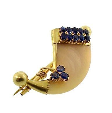 18K Gold &amp; Sapphire Tiger Claw Brooch