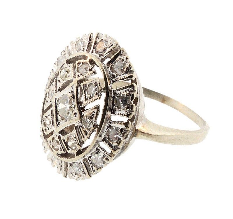 Edwardian 14K White Gold &amp; Diamond Ring