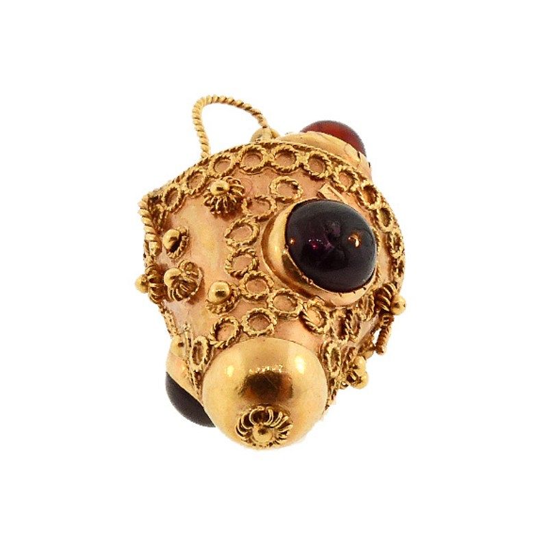 Venetian Etruscan 18K Gold, Citrine &amp; Garnet Amphora-Form Fob Charm