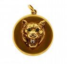 Victorian 10K Gold, Diamond & Demantoid Garnet Lion Locket