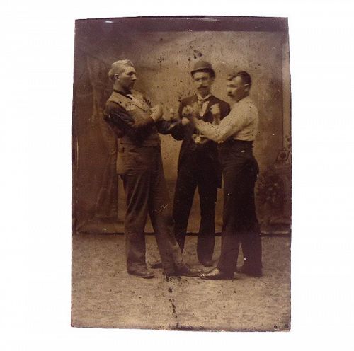 1880’s Men Boxing Tintype Photograph