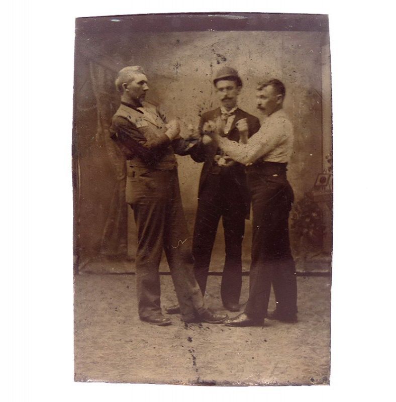 1880’s Men Boxing Tintype Photograph