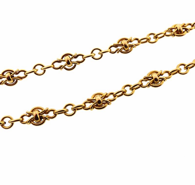 Antique French Victorian 18K Gold 30-1/2” Long Chain Necklace
