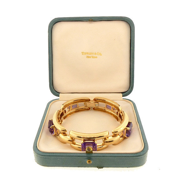 Retro Tiffany &amp; Co. 14K Yellow Gold &amp; Amethyst Bracelet