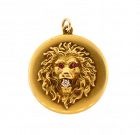 Victorian 14K Gold, Diamond & Ruby Lion’s Head Locket