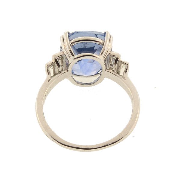 Art Deco Platinum, Diamond &amp; 9-ct Ceylon Sapphire Ring