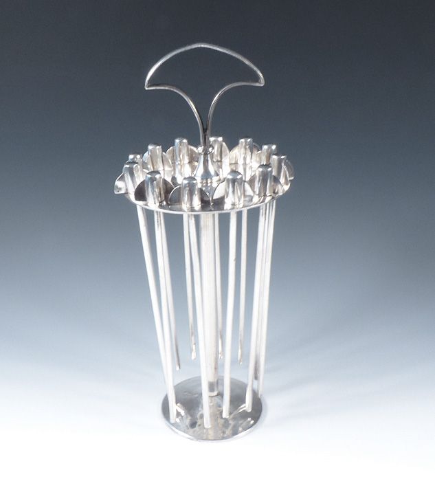 German Art Deco Silverplate Champagne &amp; Cocktail Stirrer Set