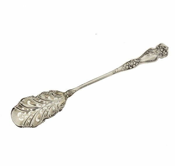 Art Nouveau Sterling Silver Olive Bar Spoon