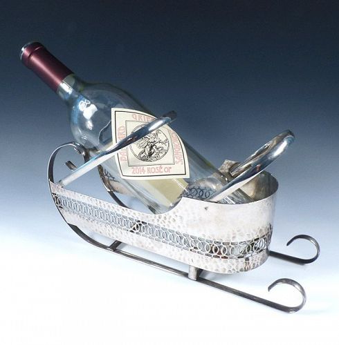 Art Deco Chrome Wine Bottle Sled