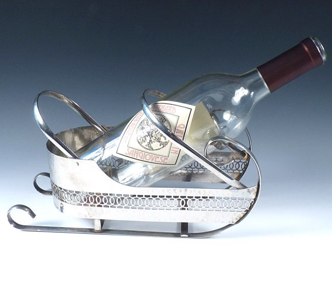Art Deco Chrome Wine Bottle Sled