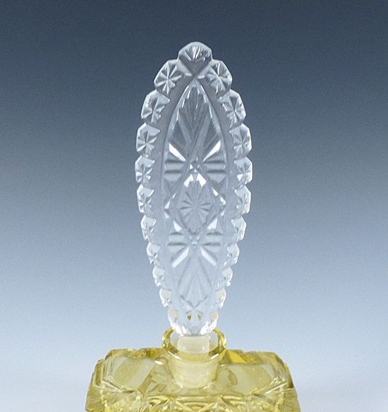 Art Deco Czechoslovakia Cut Yellow Crystal Perfume Bottle