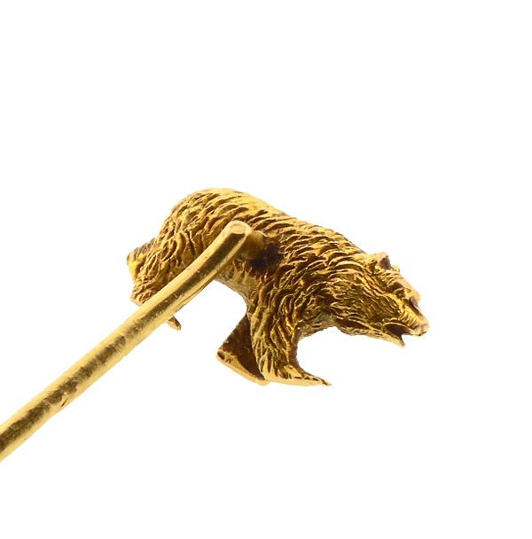 Victorian 18K Yellow Gold Bear Stick Pin