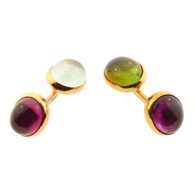 Riccardo Zannetti 18K Gold &amp; Tourmaline &amp; Aquamarine Cufflinks