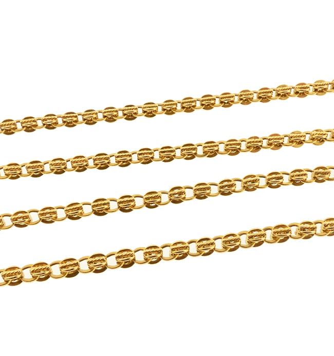 Heavy Victorian 18K Yellow Gold Fancy Link 46” Chain Necklace