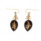 Victorian 14K Gold, Onyx & Seed Pearl Earrings