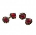 Georgian 15K Gold Cut Steel & Garnet Cufflinks