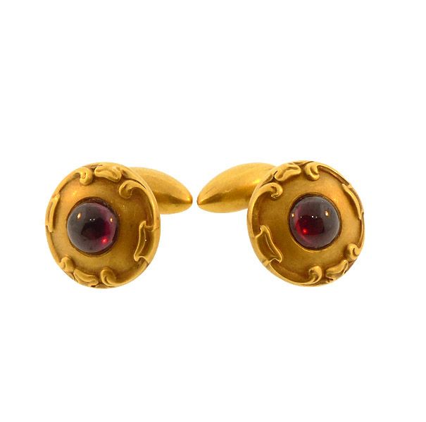 Victorian 14K Gold &amp; Almandite Garnet Cufflinks