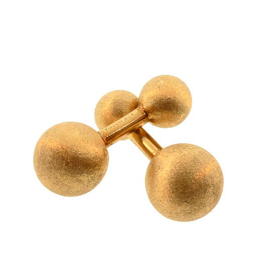 Tiffany Florentined 14K Gold Barbell Cufflinks