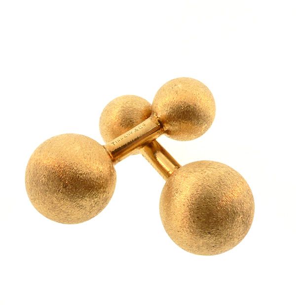 Tiffany Florentined 14K Gold Barbell Cufflinks