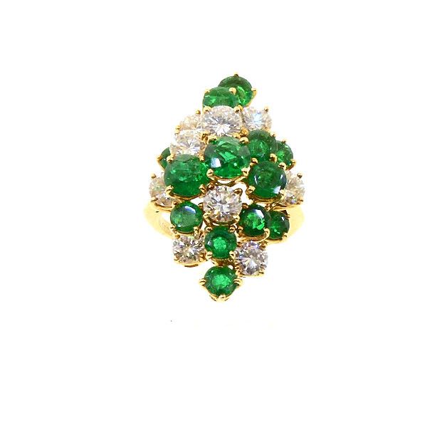 Boucheron 18K Gold, Diamond &amp; Emerald Cocktail Ring