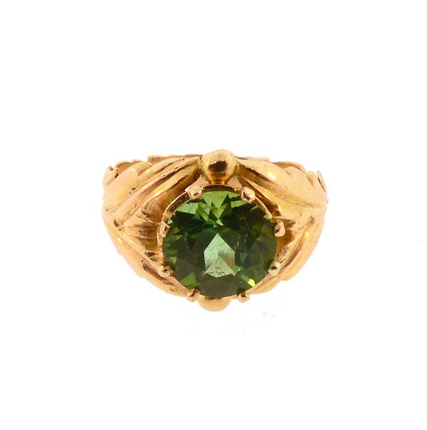 Edward Everett Oakes Arts &amp; Crafts 14K Gold &amp; Green Tourmaline Ring