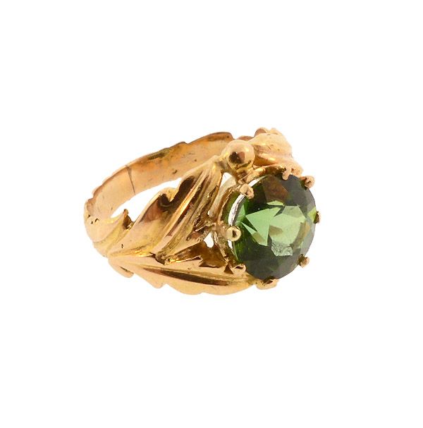 Edward Everett Oakes Arts &amp; Crafts 14K Gold &amp; Green Tourmaline Ring