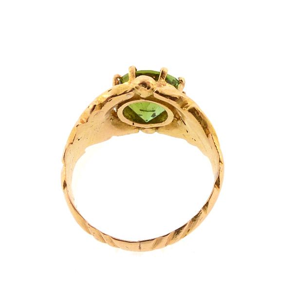 Edward Everett Oakes Arts &amp; Crafts 14K Gold &amp; Green Tourmaline Ring