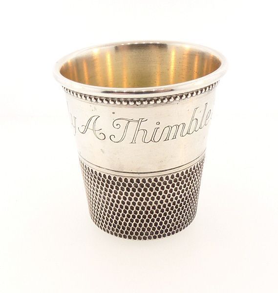 Thomae &amp; Co. Sterling Silver Thimble Figural Jigger