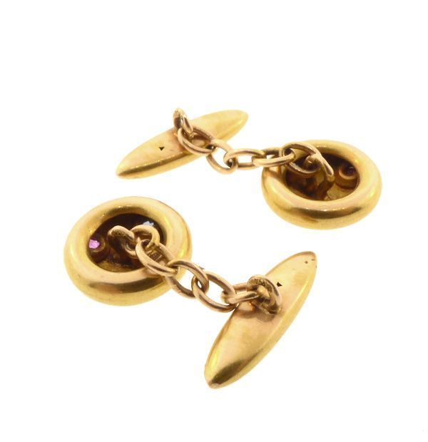 Imperial Russian 14K Gold, Sapphire &amp; Ruby Cufflinks