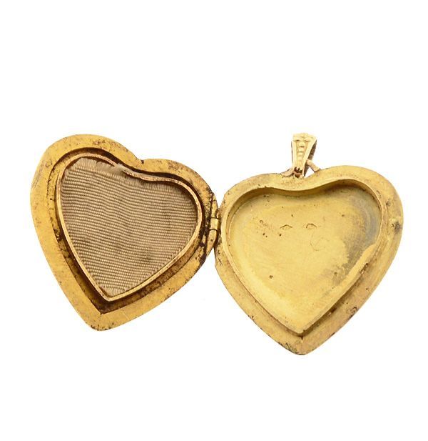 Edwardian French 18K Gold, Guilloché Enamel &amp; Diamond Heart Locket