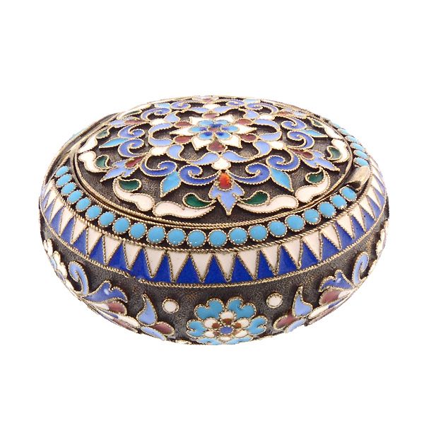Imperial Russian Enameled Silver Patch Pill Box by Nicholai Alexeyev