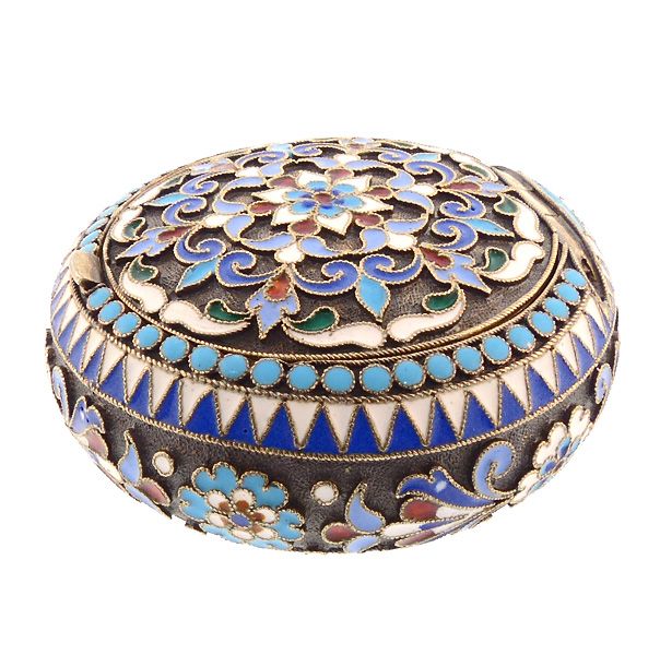 Imperial Russian Enameled Silver Patch Pill Box by Nicholai Alexeyev