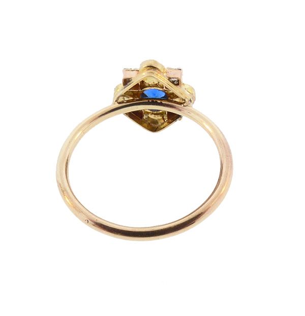 Antique French 18K Sapphire Pearl Diamond Stickpin Conversion Ring