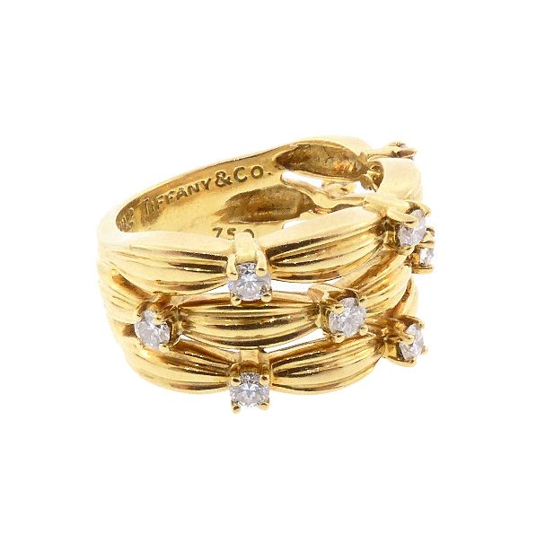 TIFFANY SIGNATURE SERIES 18K Yellow Gold &amp; Diamond Ring