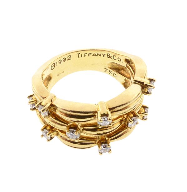TIFFANY SIGNATURE SERIES 18K Yellow Gold &amp; Diamond Ring