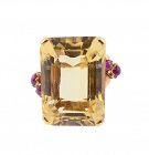 Retro 14K Gold, 23-Carat Citrine & Ruby Statement Ring