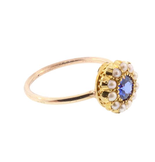 18K Gold Color-Change Sapphire &amp; Pearl Stick Pin Conversion Ring