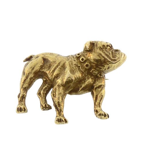 Victorian 14K Yellow Gold English Bulldog Pin