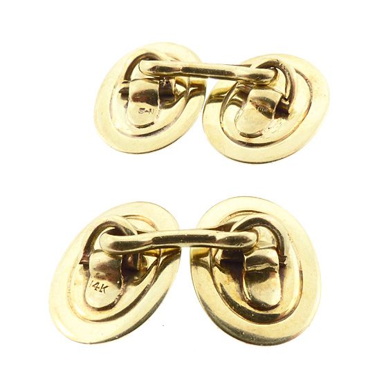 Sansbury &amp; Nellis Art Deco 14K Gold Garnet Cufflinks