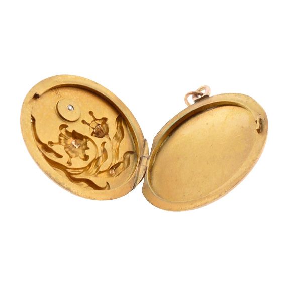Art Nouveau Lady 10K Gold Locket