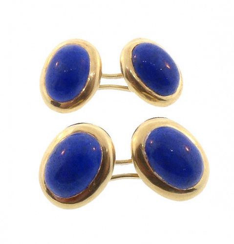 Art Deco 14K Gold & Lapis Lazuli Cufflinks