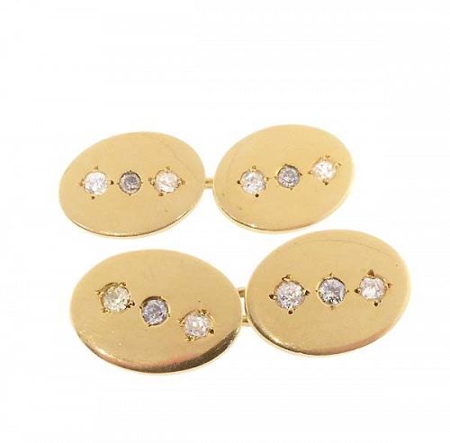 Edwardian 18K Gold & Diamond Cufflinks