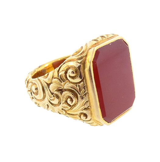 Victorian  14K Gold & Carnelian Gentleman's Signet Ring