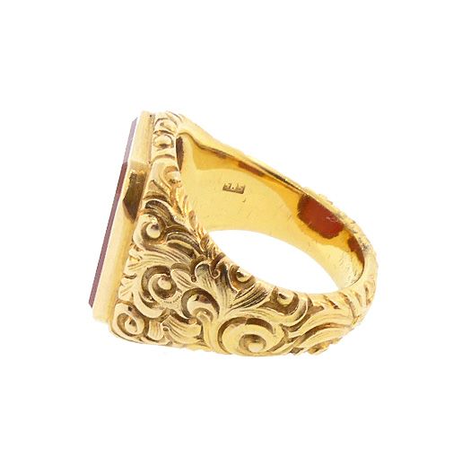Victorian  14K Gold &amp; Carnelian Gentleman's Signet Ring