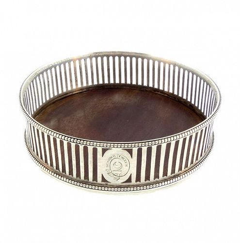 Sterling Silver & Mahogany Melville Family Wine Coaster