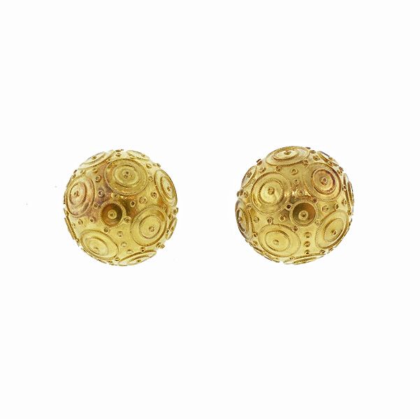 Portuguese 19K Yellow Gold Contas de Viana Bead Earrings