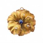 Art Nouveau Multicolored Gold Diamond Sapphire Pansy Pendant / Pin