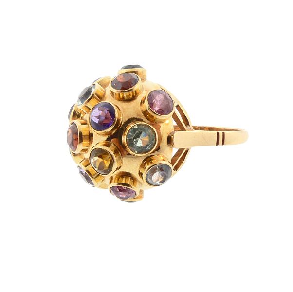 H Stern 18K Gold Multicolored Gemstone Sputnik Ring